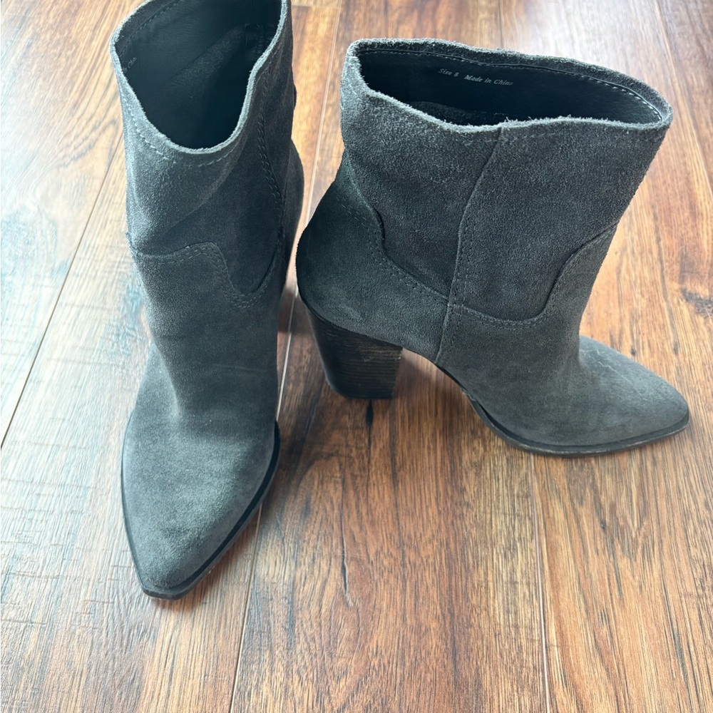 Dolce Vita Gray Suede Ankle Booties with Western Flair